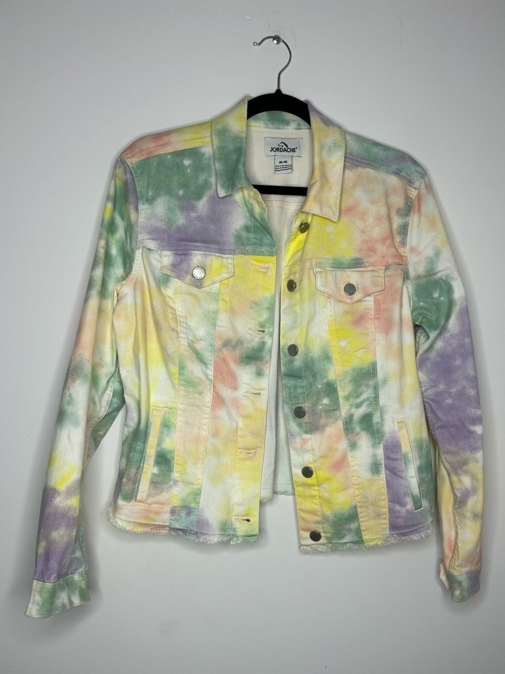 Jordache Pastel Tie Dye Denim Jean Jacket Size Medium